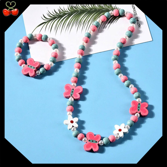 Boutique Jewelry - 🍒 Natural Wooden Bead 📿 Necklace + Bracelet Set